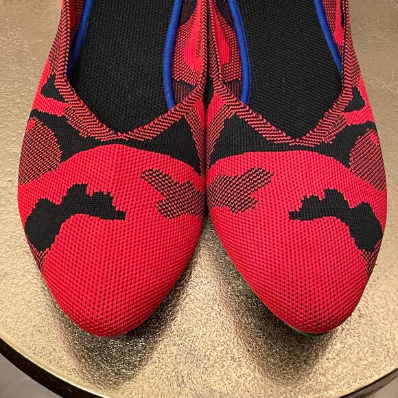 BABUDOG Red Camo Knit Travel Flats EU 40 | Foldable Point Toe Lightweight Shoes - Picture 3 of 5